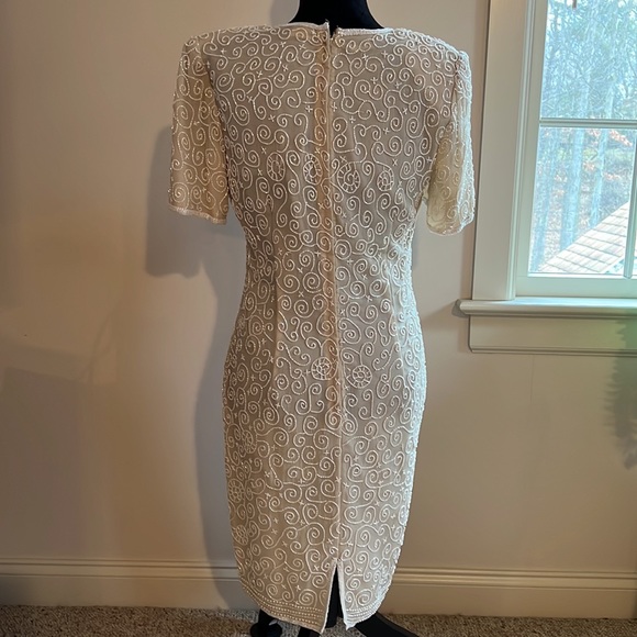 Vintage Stenay beaded cream cocktail evening dress! Sz6 fully lined - Picture 2 of 8